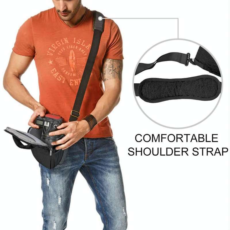 CADEN D11 Waterproof Crossbody Shoulder SLR Camera Bag, Size: 20.5 x 16 x 27cm (Black)