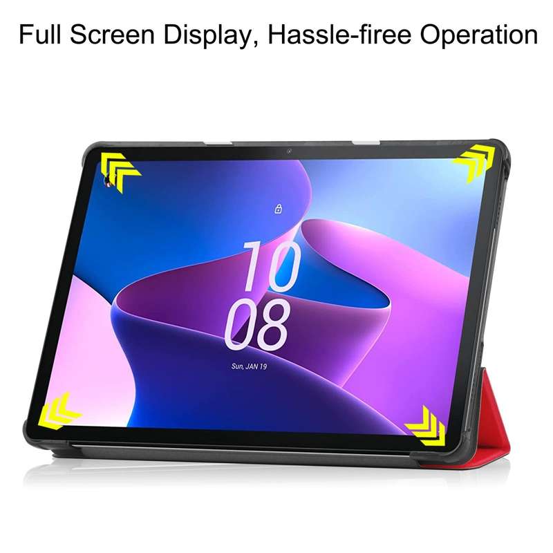 For Lenovo Tab M10 3rd Gen / TB328FU Custer Pure Color 3-Fold Holder Smart Leather Tablet Case(Red)