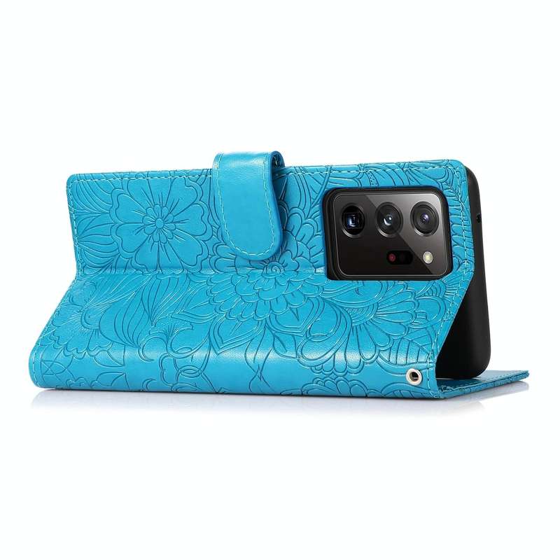 For Samsung Galaxy Note20 Ultra Skin Feel Embossed Sunflower Horizontal Flip Leather Case with Ho...