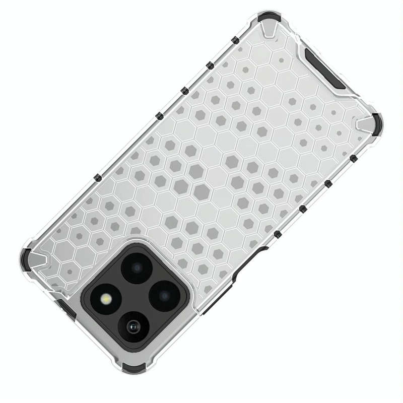 For Honor X6A 4G Shockproof Honeycomb Phone Case(White)