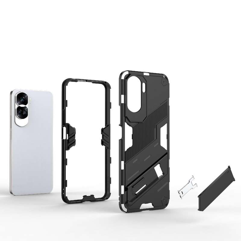 For Honor 90 Lite 5G Global Punk Armor 2 in 1 PC + TPU Phone Case with Holder(White)