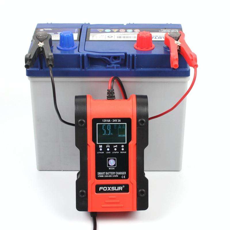 FOXSUR 12V-24V Car Motorcycle Repair Battery Charger AGM Charger Color:Red(UK Plug)