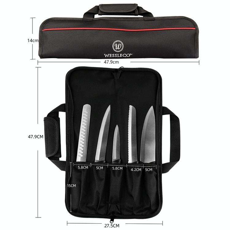WESSLECO Kitchen Cutter Storage Bag Portable Knife Tool Bag(Blue)