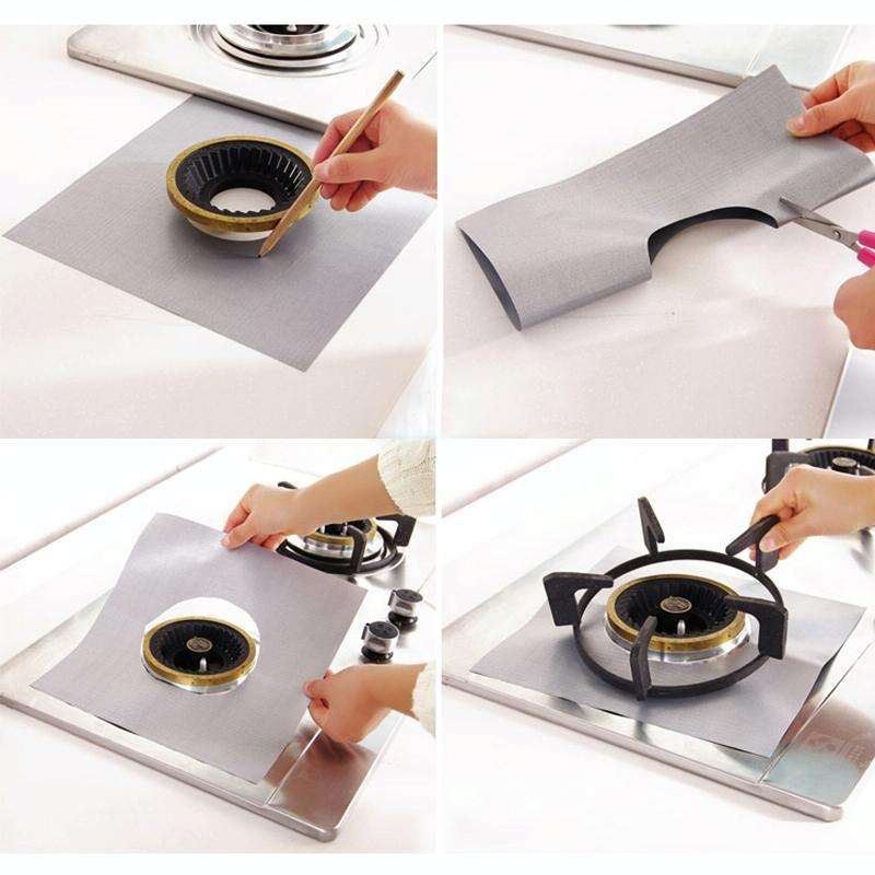 4 PCS Gas Furnace Surface Ultra-thin Fibre Material Stovetop Protective Cleaning Pad, Size: 27*27...