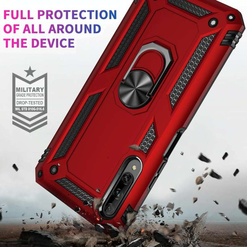 For Huawei Y9s Shockproof TPU + PC Protective Case with 360 Degree Rotating Holder(Red)
