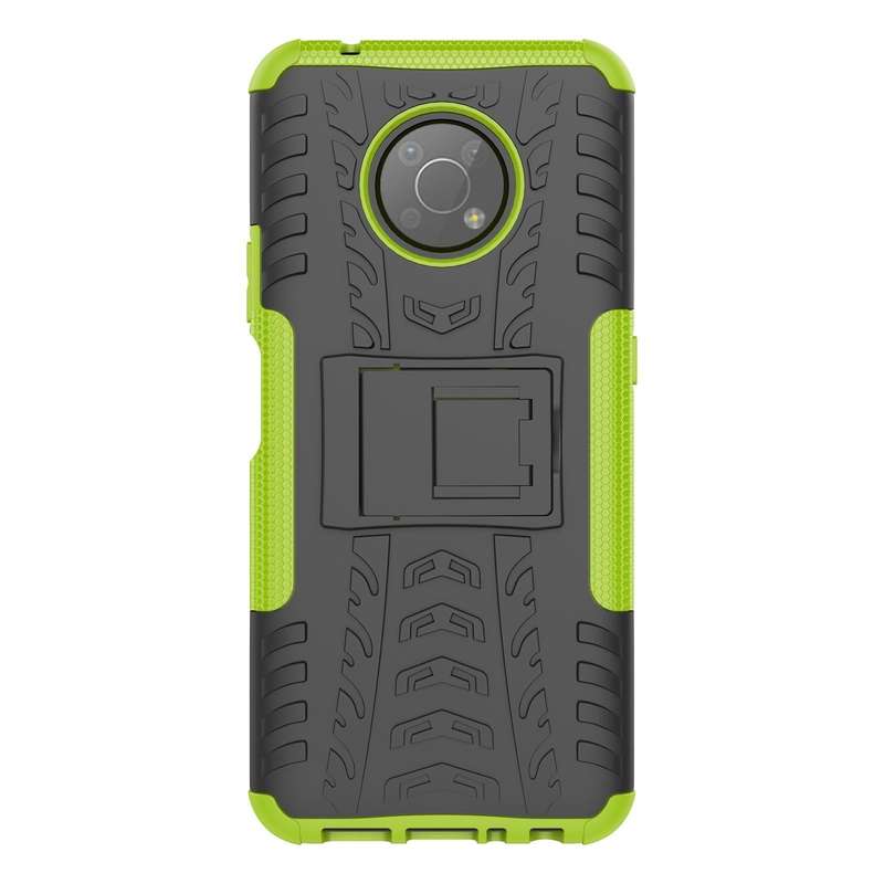 For Nokia G300 Tire Texture TPU + PC Phone Case with Holder(Green)