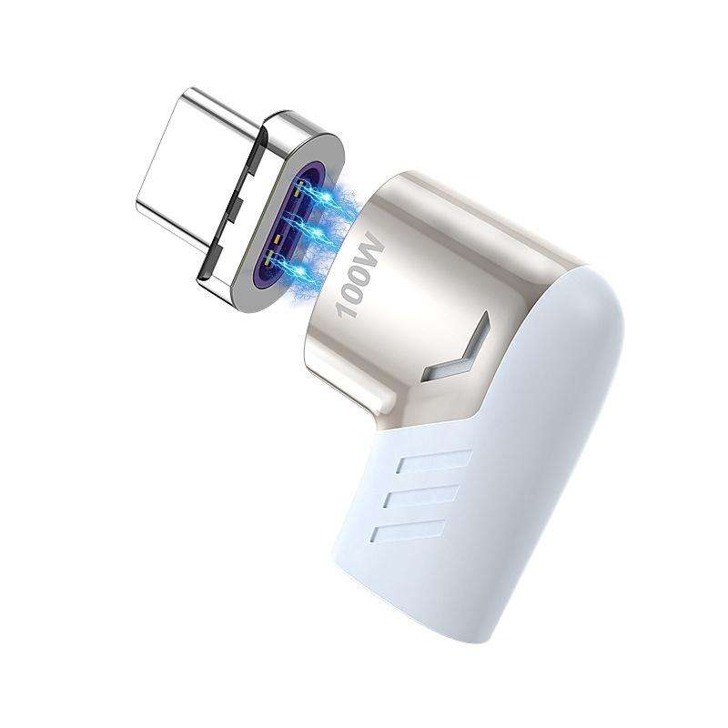 X20 100W PD USB-C / Type-C Female to USB-C / Type-C Elbow Magnetic Charging Adapter(Tarnish)