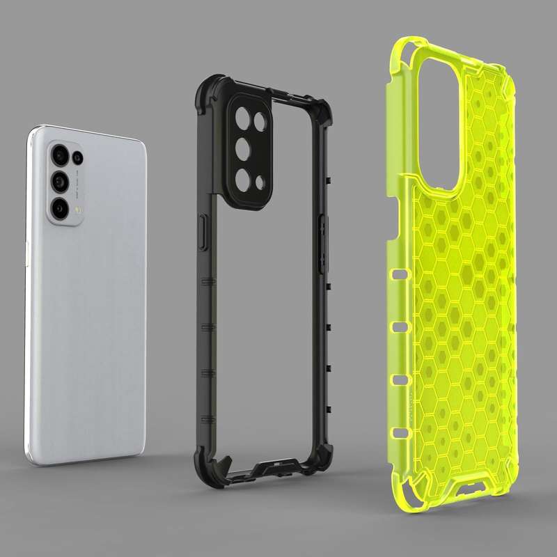 For Oppo Reno5 5G Shockproof Honeycomb PC + TPU Case(Blue)