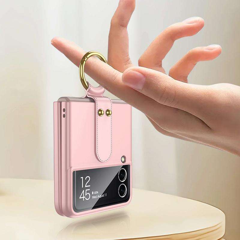For Samsung Galaxy Z Flip4 GKK Ultra-thin PC Full Coverage Phone Flip Case with Ring Holder(Dark ...