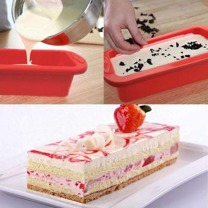 Rectangular Silicone Mold Chocolate Cake Decoration Accessories Baking Tools(Pink)