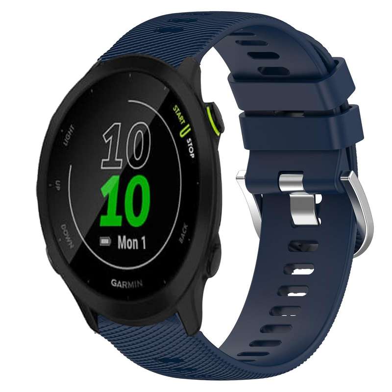 For Garmin Forerunner 55 20mm Solid Color Soft Silicone Watch Band(Midnight Blue)