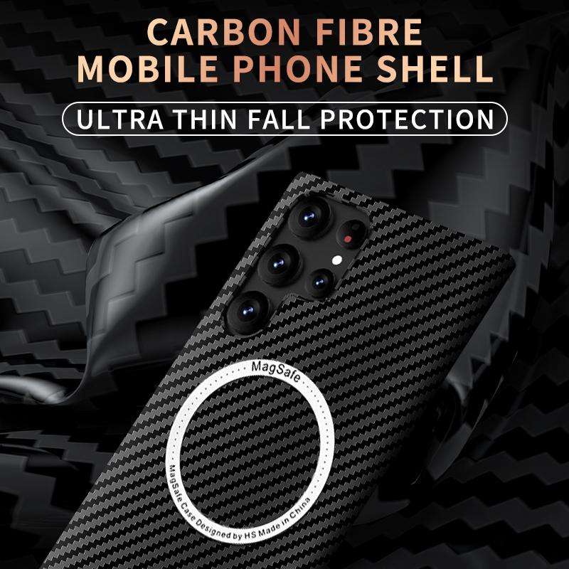 For Samsung Galaxy S22 Plus 5G Carbon Fiber Texture MagSafe Magnetic Phone Case(Green)