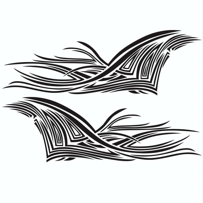 2 PCS/Set D-752 Lines Pattern Car Modified Decorative Sticker(Black)