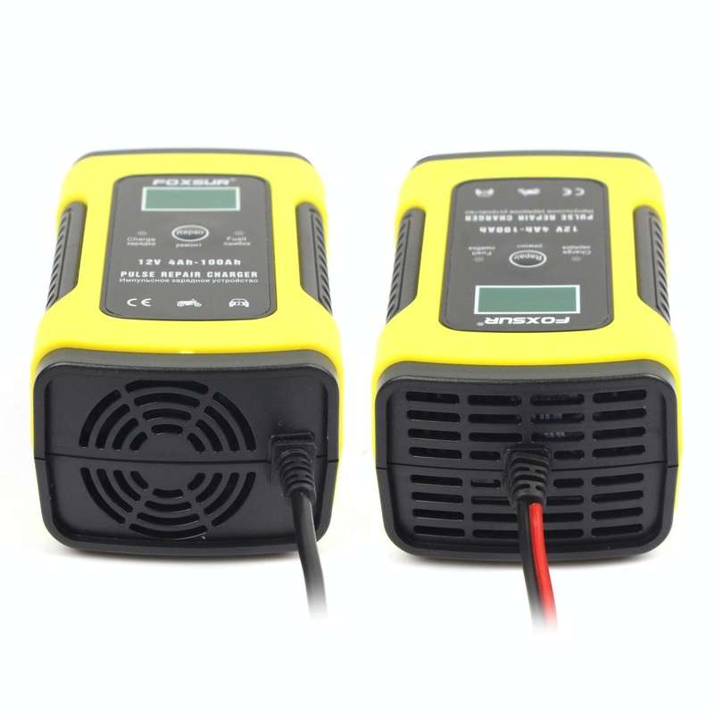 FOXSUR 12V 6A Intelligent Universal Battery Charger for Car Motorcycle, Length: 55cm, EU Plug(Yel...