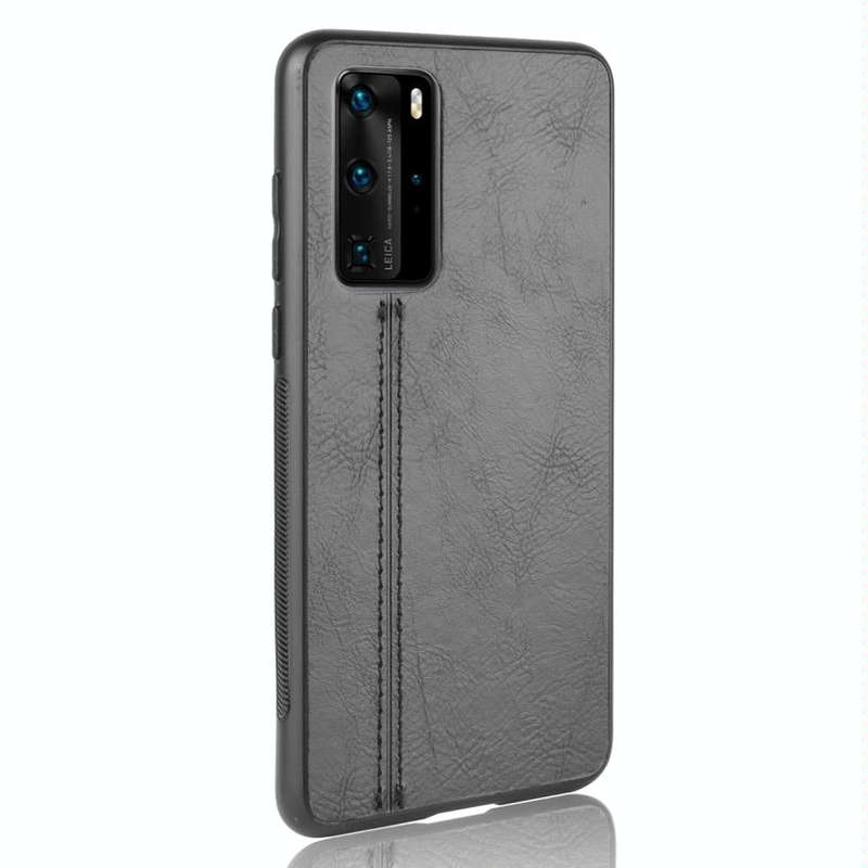 For Huawei P40 Pro Shockproof Sewing Cow Pattern Skin PC + PU + TPU Case(Black)