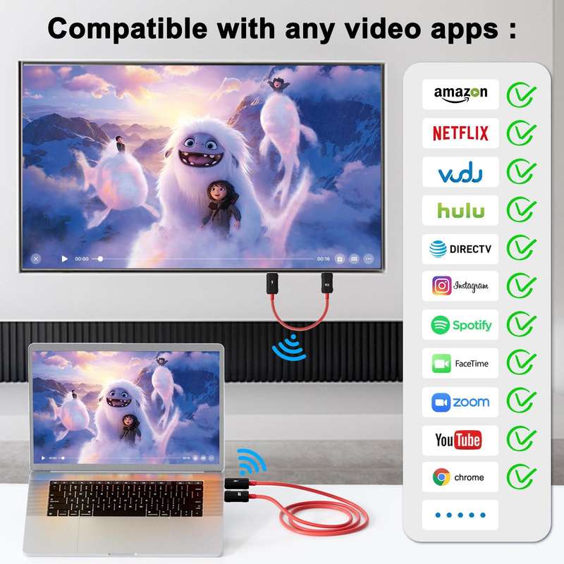 THT-020-8-2 4 in 1 HDMI Transmitter Wireless Screen Sharer Set(Black)