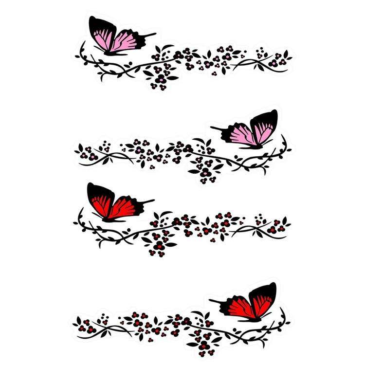 2 Pairs R729 Butterfly Flower Car Sticker Butterfly Love Flower Personality Engine Cover Body Dec...