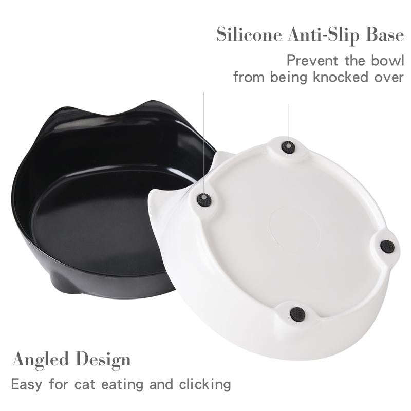 Pet Bowl Non-slip Cute Cat Type Color Cat Bowl Pet Supplies(Black)