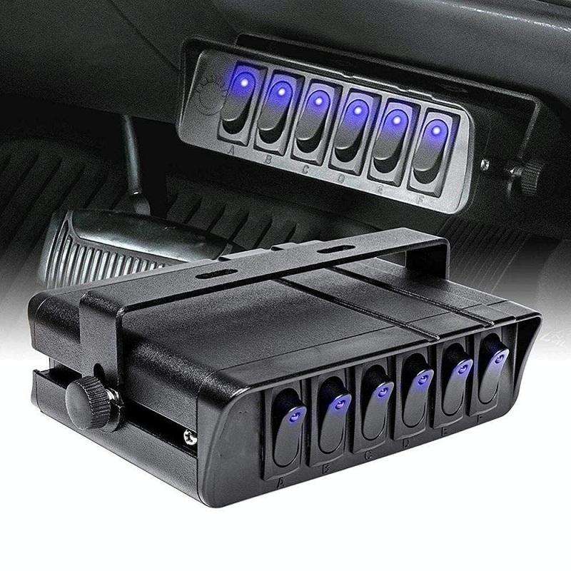 12V Ship Car 6-digit 3PIN Switch Panel Control System With Wiring(Blue Light)