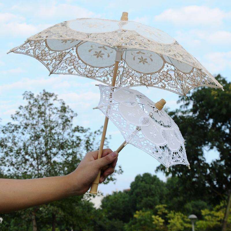 Wedding Bridal Lace Umbrella Shooting Props Wedding Supplies, Size: Length 26cm/ Diameter 29cm(Wh...