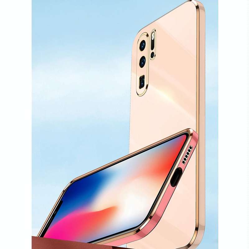For Huawei P30 Pro XINLI Straight 6D Plating Gold Edge TPU Shockproof Case with Ring Holder(Cherr...