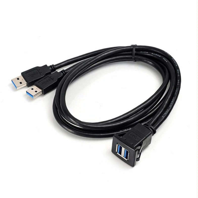 2m ABS Shell Flush Mount USB 3.0 Dock Car Ship Motorcycle Dashboard Panel Male to Female Data Wat...