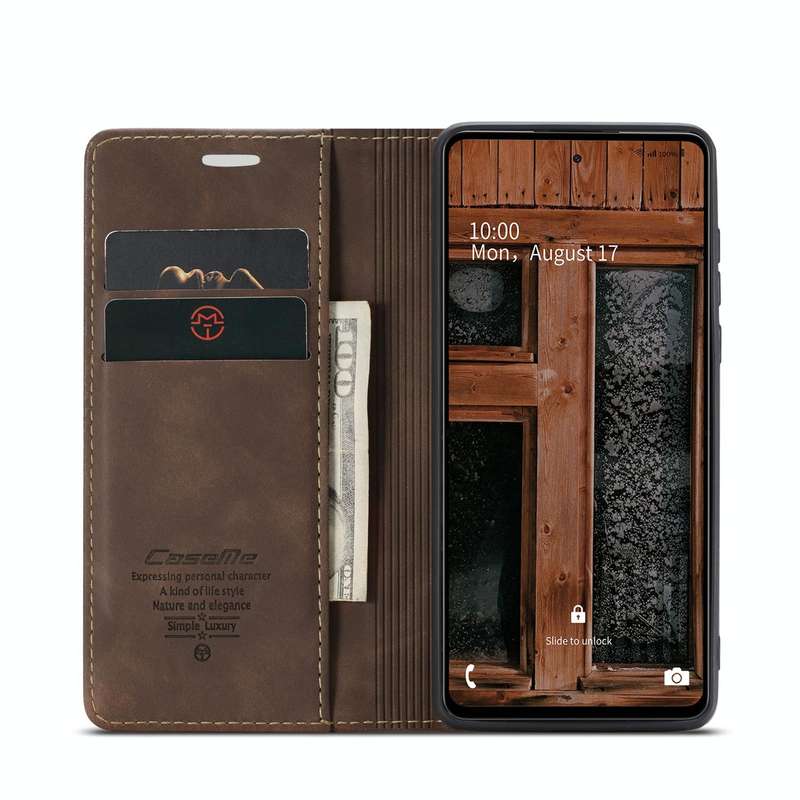For Samsung Galaxy A73 5G CaseMe 013 Multifunctional Horizontal Flip Leather Phone Case(Coffee)