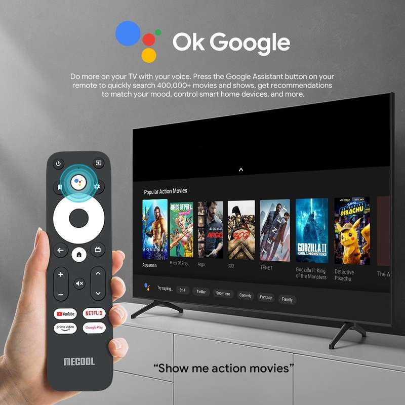 MECOOL KM2 Plus 4K Smart TV BOX Android 11.0 Media Player with Remote Control, Amlogic S905X2 Qua...
