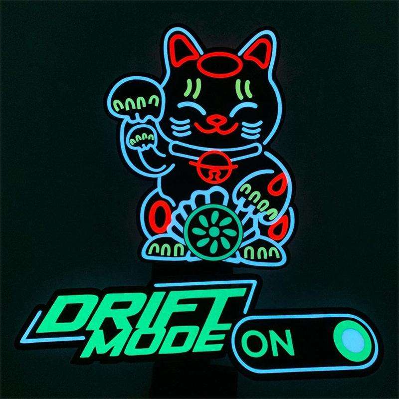 EL Luminous Car Stickers Cold Light Car Stickers Car Luminous Pattern Decoration(Wanted White)