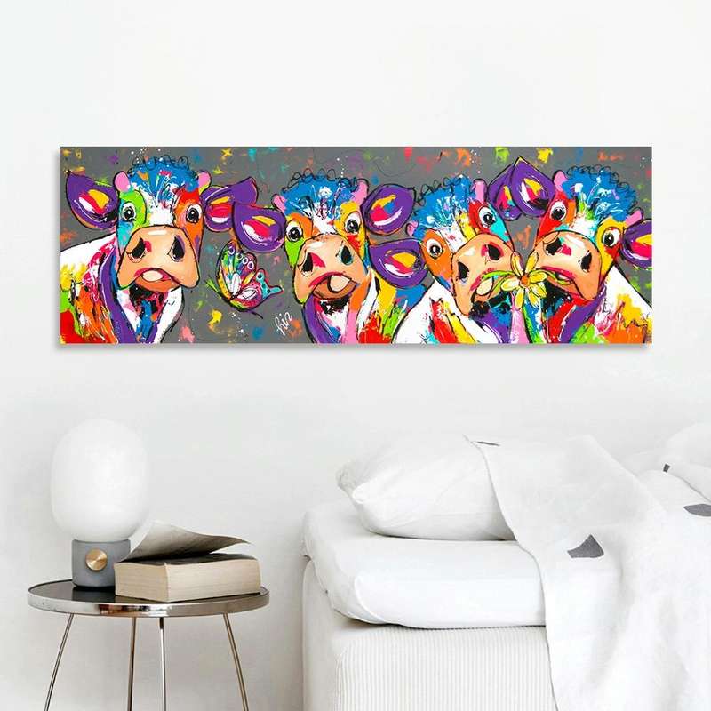 Colorful Cows Home Decoration Canvas Painting HD Inkjet Frameless Painting Core, Size:3090cm