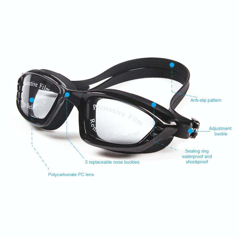 SG9017 Waterproof and Anti-fog Adult High-definition Large Frame Swimming Goggles for Men and Wom...