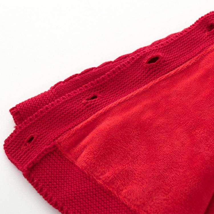 Children Clothing Knitted Bowknot And Fleece Sweater Cloak Shawl (Color:Red Size:80)