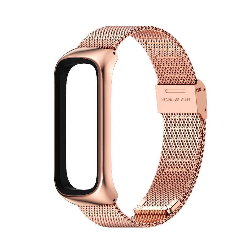 For Samsung Galaxy Fit 2 MIJOBS Milan Buckle Stainless Steel Watch Band(Rose Gold)