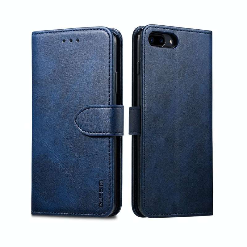 For iPhone 8 Plus / 7 Plus GUSSIM Magnetic Horizontal Flip Leather Case with Holder & Card Slots ...