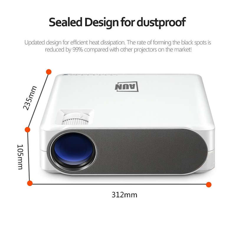 AUN AKEY6 5.8 inch 5500 Lumens 1920x1080P Portable HD LED Projector with Remote Control, Support ...