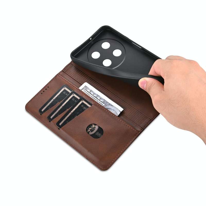 For Huawei Enjoy 70 Pro/nova 12i AZNS Magnetic Calf Texture Flip Leather Phone Case(Dark Brown)