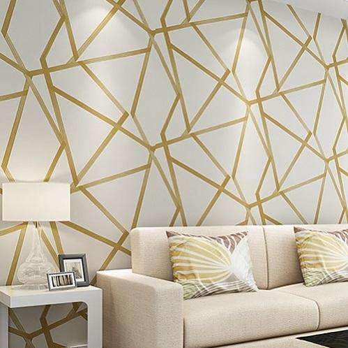 Modern Minimalist Geometric Pattern Non-woven Wallpaper Bedroom Living Room Wallpaper(Golden)