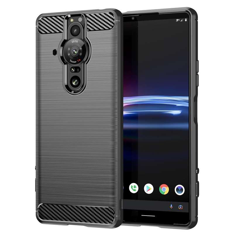 For Sony Xperia Pro-I Brushed Texture Carbon Fiber TPU Phone Case(Black)