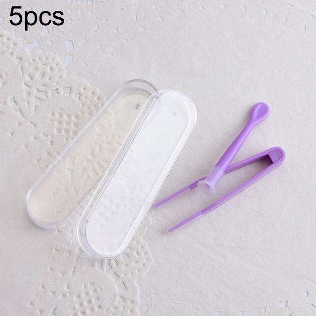 5pcs Portable Contact Lens Special Tweezer and Stick Set Travel Kit(Purple)