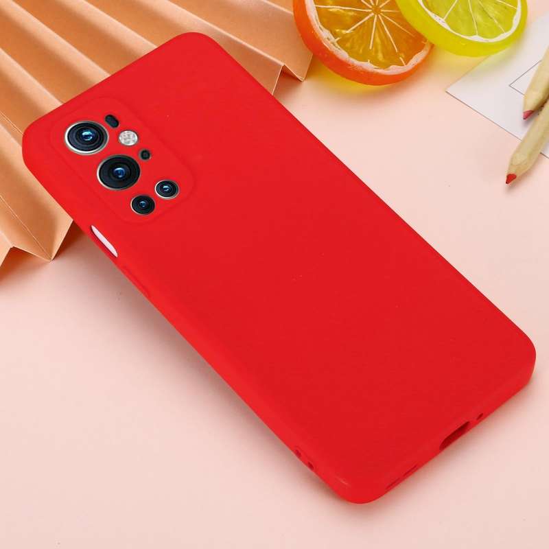 For OnePlus 9 Pro Solid Color Liquid Silicone Dropproof Full Coverage Protective Case(Red)