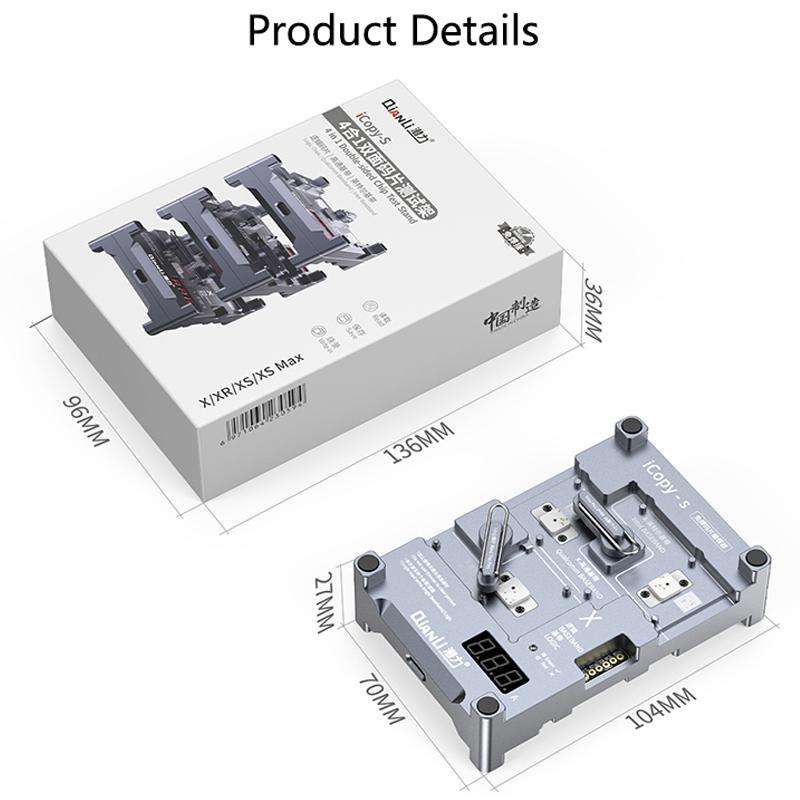 Qianli iCopy-S Double Sided Chip Test Stand 4 in1 Logic Baseband EEPROM Chip Non-removal For iPho...