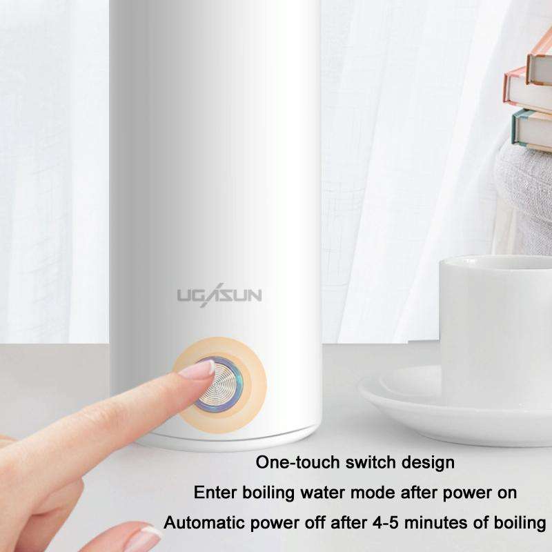 UGASUN Travel Portable Mini Electric Heated Water Cup, Color: UK Plug (White)
