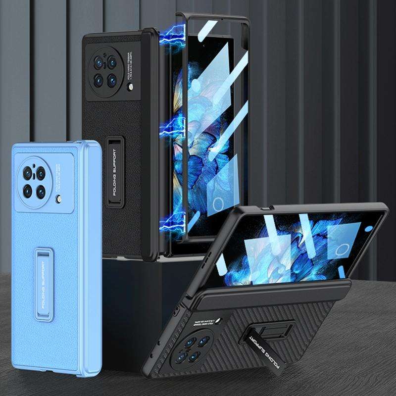 For vivo X Fold GKK Magnetic Hinge Flip Leather Phone Case with Holder(Black)