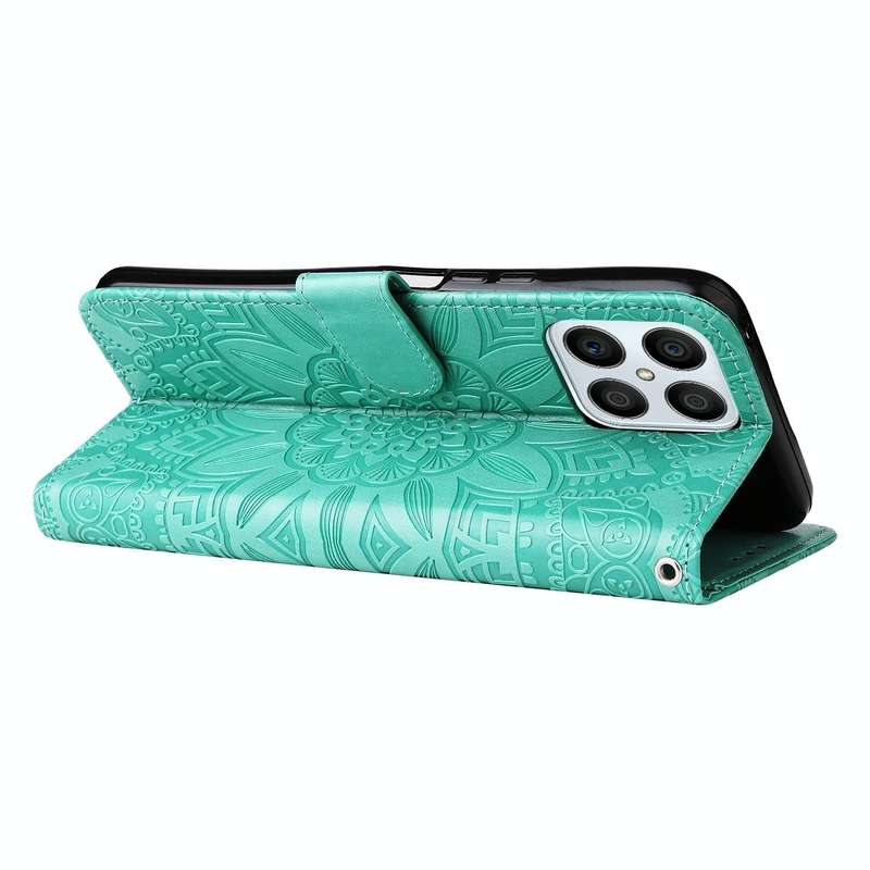 For Honor X8 / X30i Embossed Sunflower Leather Phone Case(Green)