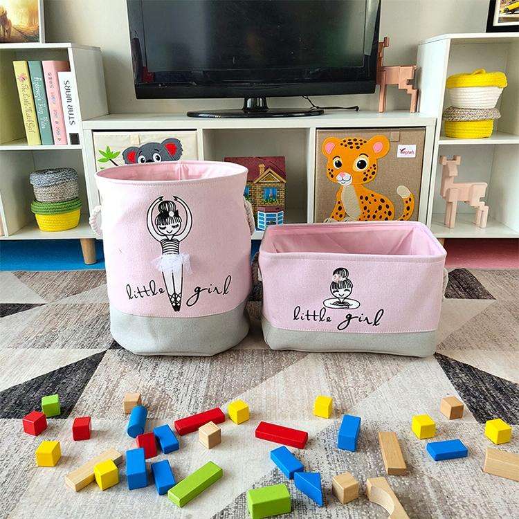 Oxford Foldable Laundry Basket Dirty Clothes Baskets Bag Organizer Toys Storage Bag(Grey Pink)