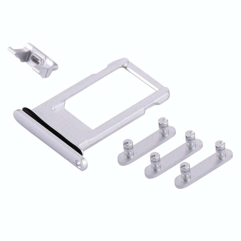 Card Tray + Volume Control Key + Power Button + Mute Switch Vibrator Key for iPhone 8 Plus (Silver)