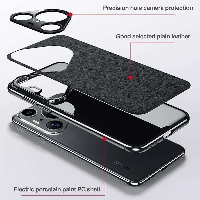 For Huawei Pura 70 Ultra Plain Leather Series Shockproof Phone Case(Cyan Blue)