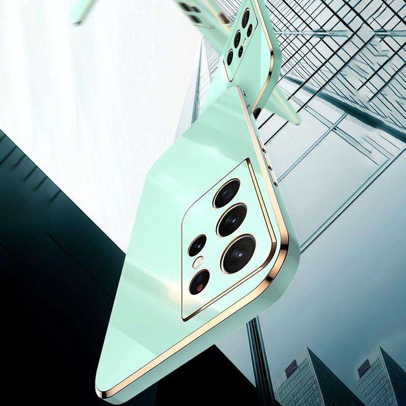 For Samsung Galaxy S21 Ultra 5G XINLI Straight Edge 6D Electroplate TPU Phone Case with Ring Hold...