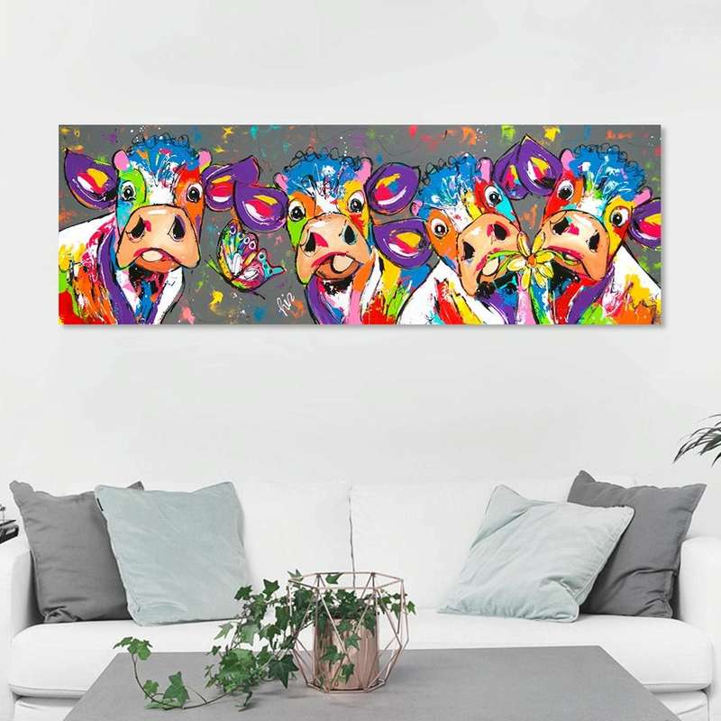 Colorful Cows Home Decoration Canvas Painting HD Inkjet Frameless Painting Core, Size:3090cm