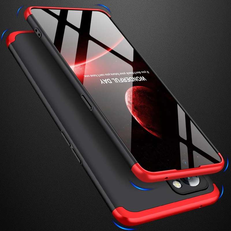 For OPPO Reno7 Global GKK Three Stage Splicing Full Coverage PC Case(Black Red)